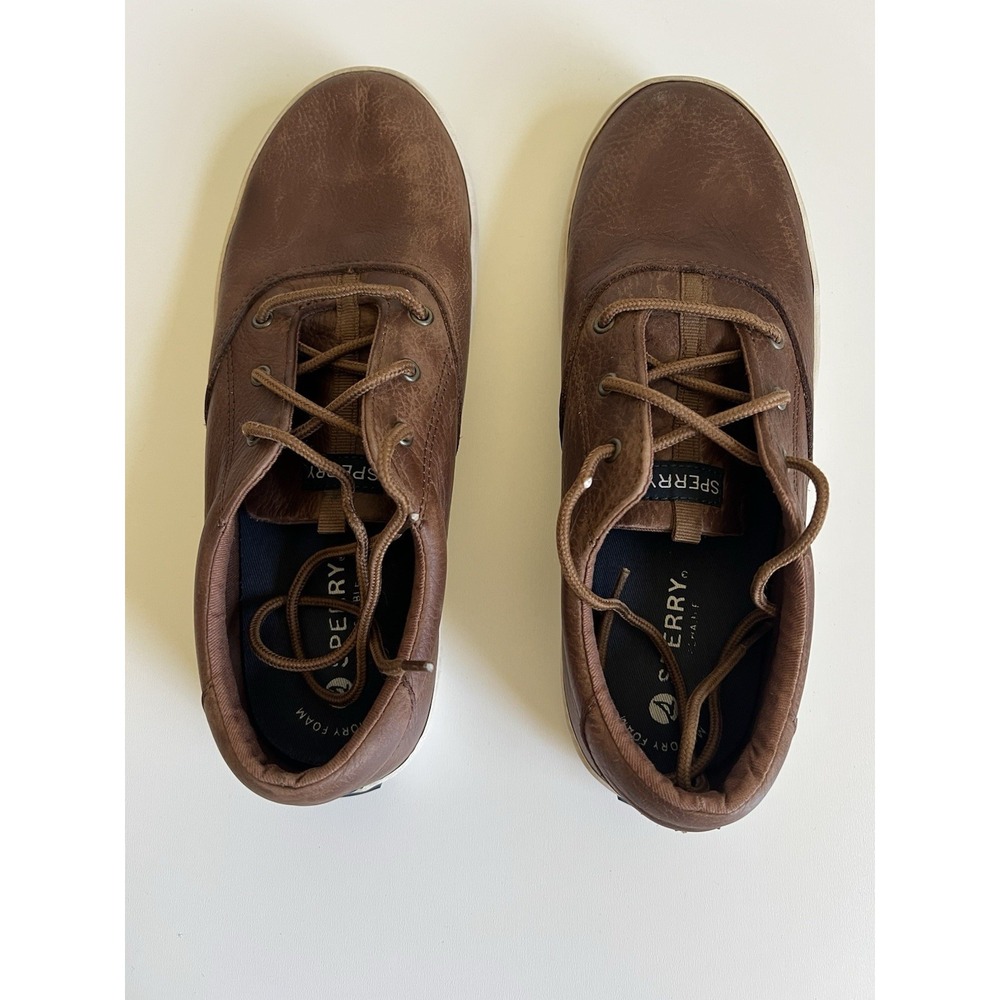 Sperry Spinnaker Unisex Big Kids Leather Sneakers Washable‎ Tan Sz 5M